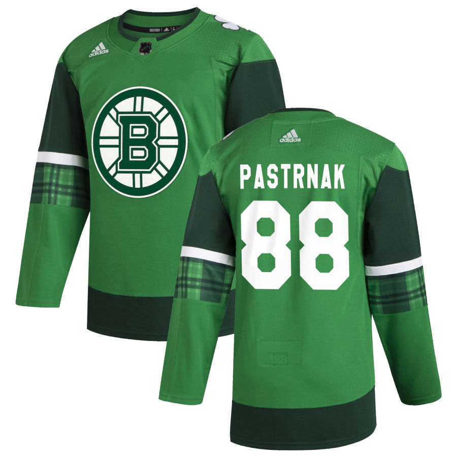 Cheap Boston Bruins 88 David Pastrnak Men Adidas 2020 St. Patrick Day Stitched NHL Jersey Green